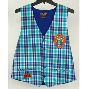 Tool Jeans Cotton Blue Plaid Dress Vest Waistcoat